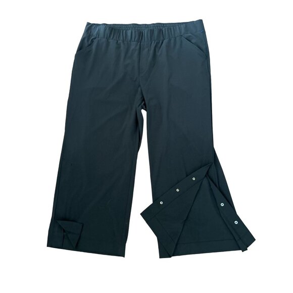 J. Jill Fit Black Cropped Pants Wide Leg with Snap Buttons Size XLarge - Picture 2 of 11